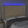 Kopfteil aus cremefarbenem Stoff mit LED 147x16x118/128 cm von , Kopf- und Fußteile - Ref: Foro24-3124387, Preis: 166,05 €, R...
