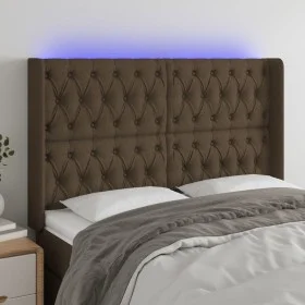Dark brown fabric headboard with LED 163x16x118/128 cm by , Headboards and footboards - Ref: Foro24-3124393, Price: 165,53 €,...