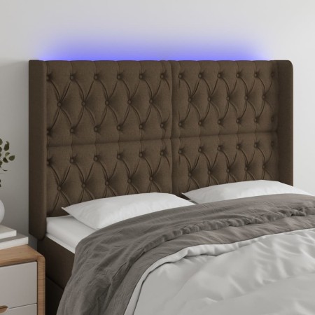 Dunkelbraunes Stoffkopfteil mit LED 163x16x118/128 cm von , Kopf- und Fußteile - Ref: Foro24-3124393, Preis: 169,27 €, Rabatt: %