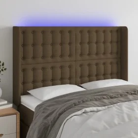 Kopfteil mit LED aus dunkelbraunem Stoff 147x16x118/128 cm von , Kopf- und Fußteile - Ref: Foro24-3124483, Preis: 119,67 €, R...