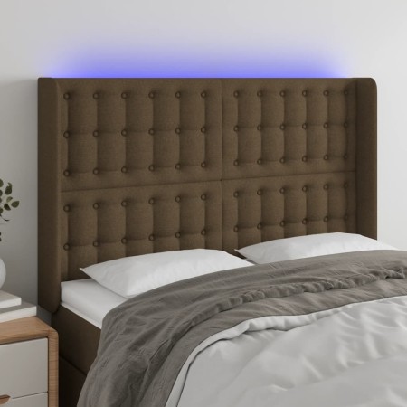 Kopfteil mit LED aus dunkelbraunem Stoff 147x16x118/128 cm von , Kopf- und Fußteile - Ref: Foro24-3124483, Preis: 123,31 €, R...