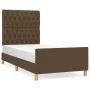 Dark brown fabric bed frame with headboard 90x200 cm by , Beds and slatted bases - Ref: Foro24-3125271, Price: 154,07 €, Disc...