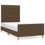 Estructura de cama con cabecero de tela marrón oscuro 90x200 cm de , Camas y somieres - Ref: Foro24-3125271, Precio: 156,37 €...