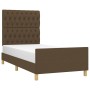 Estructura de cama con cabecero de tela marrón oscuro 90x200 cm de , Camas y somieres - Ref: Foro24-3125271, Precio: 156,37 €...