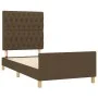 Dark brown fabric bed frame with headboard 90x200 cm by , Beds and slatted bases - Ref: Foro24-3125271, Price: 154,07 €, Disc...