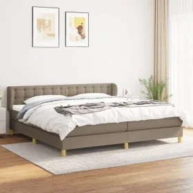 Box spring bed with taupe gray fabric mattress 200x200 cm by , Beds and slatted bases - Ref: Foro24-3127153, Price: 651,81 €,...
