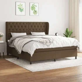 Box spring bed with dark brown fabric mattress 160x200 cm by , Beds and slatted bases - Ref: Foro24-3128216, Price: 588,88 €,...