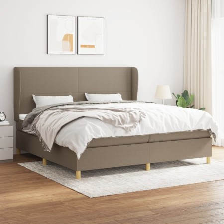 Box spring bed with taupe gray fabric mattress 200x200 cm by , Beds and slatted bases - Ref: Foro24-3128393, Price: 761,15 €,...