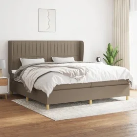 Box spring bed with taupe gray fabric mattress 200x200 cm by , Beds and slatted bases - Ref: Foro24-3128713, Price: 719,10 €,...