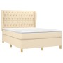 Boxspringbett mit cremefarbener Stoffmatratze 140x200 cm von , Betten und Lattenroste - Ref: Foro24-3128770, Preis: 570,97 €,...