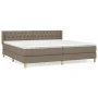 Box spring bed with taupe gray fabric mattress 200x200 cm by , Beds and slatted bases - Ref: Foro24-3130541, Price: 692,41 €,...
