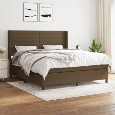 Box spring bed with dark brown fabric mattress 160x200 cm by , Beds and slatted bases - Ref: Foro24-3131524, Price: 537,65 €,...