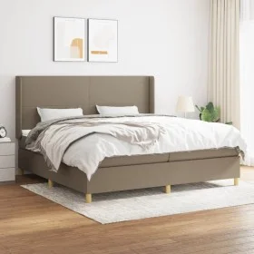 Box spring bed with taupe gray fabric mattress 200x200 cm by , Beds and slatted bases - Ref: Foro24-3131861, Price: 755,32 €,...