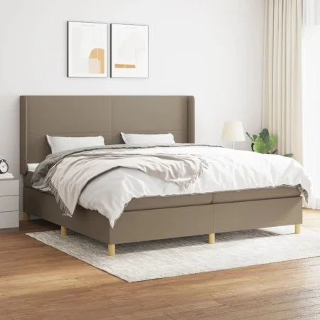 Box spring bed with taupe gray fabric mattress 200x200 cm by , Beds and slatted bases - Ref: Foro24-3131861, Price: 755,32 €,...