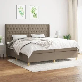 Box spring bed with taupe gray fabric mattress 200x200 cm by , Beds and slatted bases - Ref: Foro24-3132261, Price: 781,67 €,...