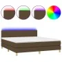 Cama box spring con colchón LED tela marrón oscuro 160x200 cm de , Camas y somieres - Ref: Foro24-3133568, Precio: 475,43 €, ...