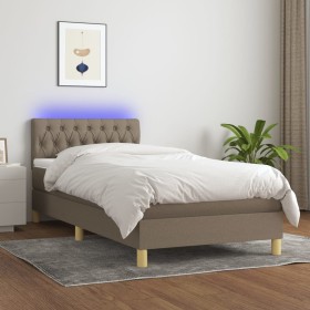 Box spring bed with LED mattress taupe gray fabric 100x200 cm by , Beds and slatted bases - Ref: Foro24-3133937, Price: 352,2...