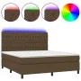 Box spring bed mattress LED lights dark brown fabric 160x200cm by , Beds and slatted bases - Ref: Foro24-3135128, Price: 588,...