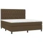 Box spring bed mattress LED lights dark brown fabric 160x200cm by , Beds and slatted bases - Ref: Foro24-3135128, Price: 588,...