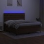 Box spring bed mattress LED lights dark brown fabric 160x200cm by , Beds and slatted bases - Ref: Foro24-3135128, Price: 611,...