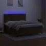 Box spring bed mattress LED lights dark brown fabric 160x200cm by , Beds and slatted bases - Ref: Foro24-3135128, Price: 588,...