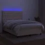 Boxspringbett-Matratze und LED-Leuchten, cremefarbener Stoff, 140 x 190 cm von , Betten und Lattenroste - Ref: Foro24-3135114...