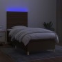 Box spring bed mattress and LED lights dark brown fabric 80x200cm by , Beds and slatted bases - Ref: Foro24-3135472, Price: 3...