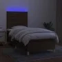 Box spring bed mattress and LED lights dark brown fabric 80x200cm by , Beds and slatted bases - Ref: Foro24-3135472, Price: 3...