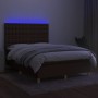 Box spring bed mattress LED lights dark brown fabric 140x200cm by , Beds and slatted bases - Ref: Foro24-3135760, Price: 512,...