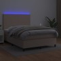 Box spring bed LED mattress cappuccino synthetic leather 140x200cm by , Beds and slatted bases - Ref: Foro24-3135830, Price: ...