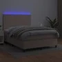 Box spring bed LED mattress cappuccino synthetic leather 140x200cm by , Beds and slatted bases - Ref: Foro24-3135830, Price: ...