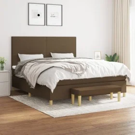 Box spring bed with dark brown fabric mattress 180x200 cm by , Beds and slatted bases - Ref: Foro24-3137016, Price: 632,84 €,...
