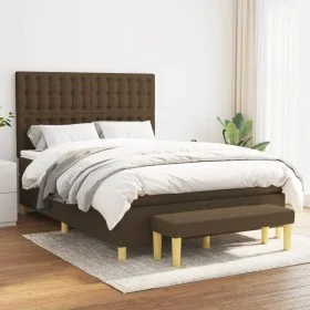Box spring bed with dark brown fabric mattress 140x200 cm by , Beds and slatted bases - Ref: Foro24-3137480, Price: 528,43 €,...
