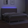 Boxspringbett mit Matratze und LED-Leuchten taupegrauer Stoff 200x200 cm von , Betten und Lattenroste - Ref: Foro24-3138745, ...
