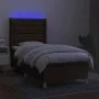 Boxspringbett-Matratze und LED-Leuchten aus dunkelbraunem Stoff, 80 x 200 cm von , Betten und Lattenroste - Ref: Foro24-31390...