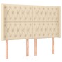 Boxspringbett-Matratze und LED-Leuchten, cremefarbener Stoff, 140 x 190 cm von , Betten und Lattenroste - Ref: Foro24-3139114...