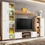 Wohnzimmer-TV-Wandschrank mit LED-Leuchten Sonoma-Eiche und Weiß von vidaXL, TV-Möbel - Ref: Foro24-246030, Preis: 441,99 €, ...