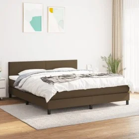 Box spring bed with dark brown fabric mattress 180x200 cm by , Beds and slatted bases - Ref: Foro24-3139916, Price: 526,42 €,...