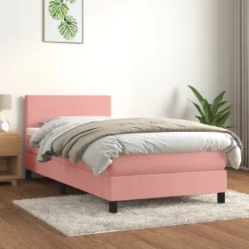Box spring bed with pink velvet mattress 90x200 cm by , Beds and slatted bases - Ref: Foro24-3141166, Price: 293,20 €, Discou...