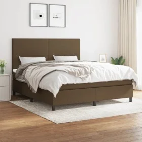 Box spring bed with dark brown fabric mattress 180x200 cm by , Beds and slatted bases - Ref: Foro24-3141636, Price: 597,81 €,...