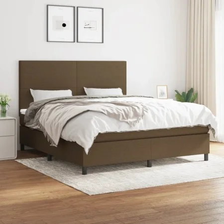 Box spring bed with dark brown fabric mattress 180x200 cm by , Beds and slatted bases - Ref: Foro24-3141636, Price: 597,81 €,...
