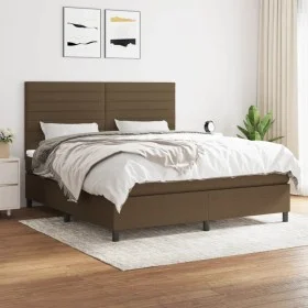Box spring bed with dark brown fabric mattress 160x200 cm by , Beds and slatted bases - Ref: Foro24-3141868, Price: 528,95 €,...