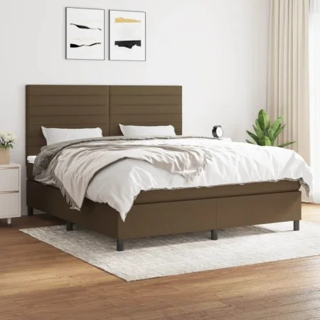 Box spring bed with dark brown fabric mattress 160x200 cm by , Beds and slatted bases - Ref: Foro24-3141868, Price: 528,95 €,...
