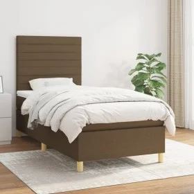 Box spring bed with dark brown fabric mattress 80x200 cm by , Beds and slatted bases - Ref: Foro24-3142372, Price: 318,24 €, ...