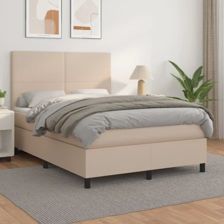 Boxspringbett mit Cappuccino-Kunstledermatratze 140x200cm von , Betten und Lattenroste - Ref: Foro24-3142730, Preis: 472,26 €...