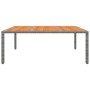 Mesa de jardín madera acacia ratán sintético gris 200x150x75 cm
