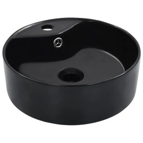 Washbasin with overflow 36x13 cm black ceramic by vidaXL, Sinks - Ref: Foro24-143912, Price: 67,17 €, Discount: %