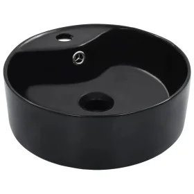 Washbasin with overflow 36x13 cm black ceramic by vidaXL, Sinks - Ref: Foro24-143912, Price: 53,78 €, Discount: %