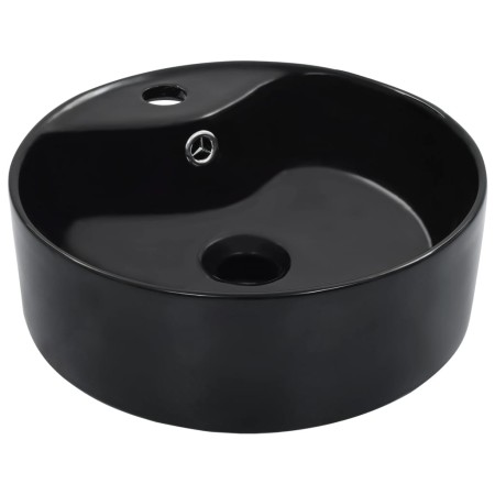 Lavabo con rebosadero 36x13 cm cerámica negro de vidaXL, Lavabos - Ref: Foro24-143912, Precio: 67,17 €, Descuento: %