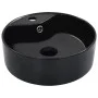 Washbasin with overflow 36x13 cm black ceramic by vidaXL, Sinks - Ref: Foro24-143912, Price: 53,78 €, Discount: %